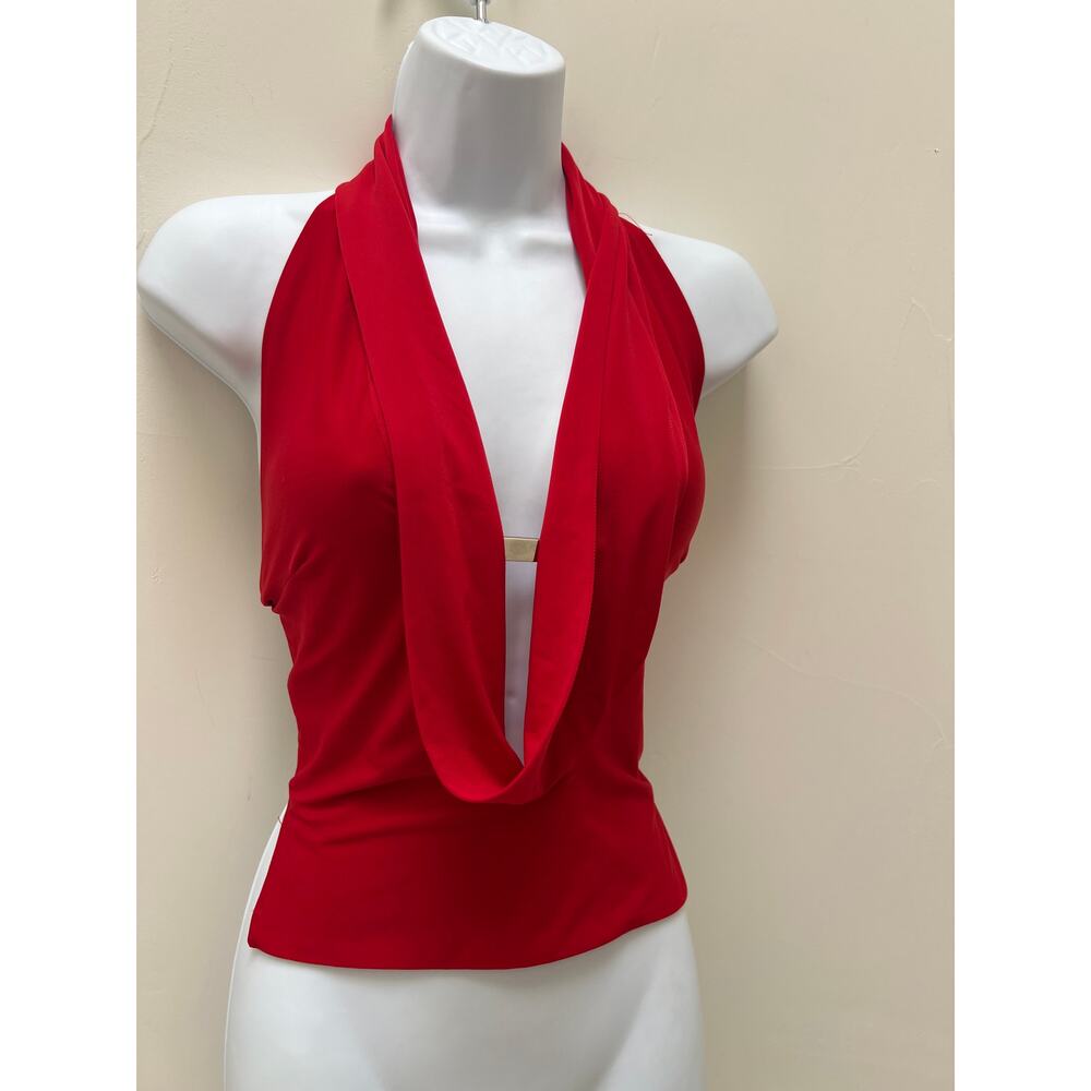 Foravi NYC Super Sexy Plunging Neckline Backless Halter Top